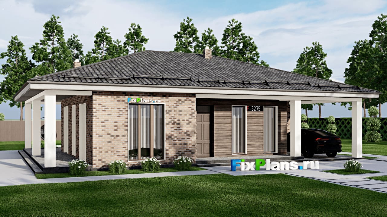 Одноэтажный дом F-3275 — фасад