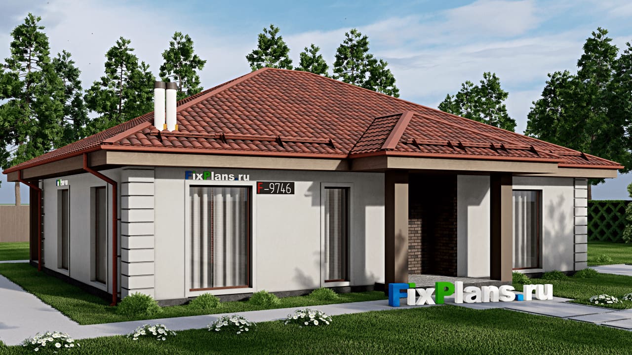 Одноэтажный дом F-9746 — фасад