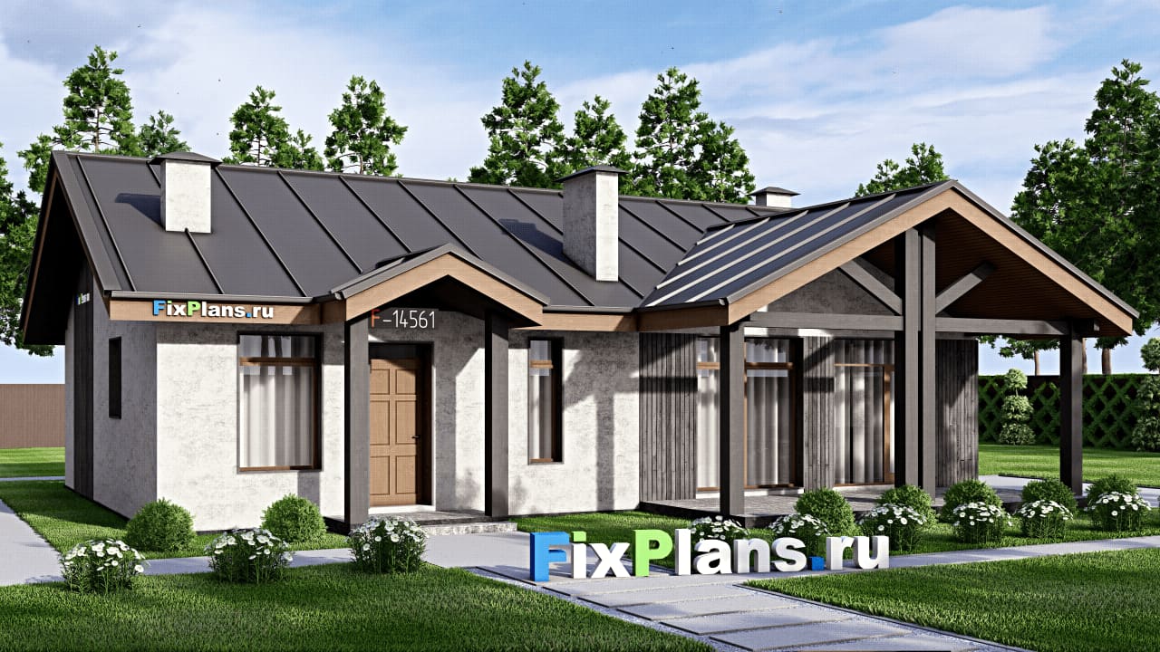 Одноэтажный дом F-14561 — фасад