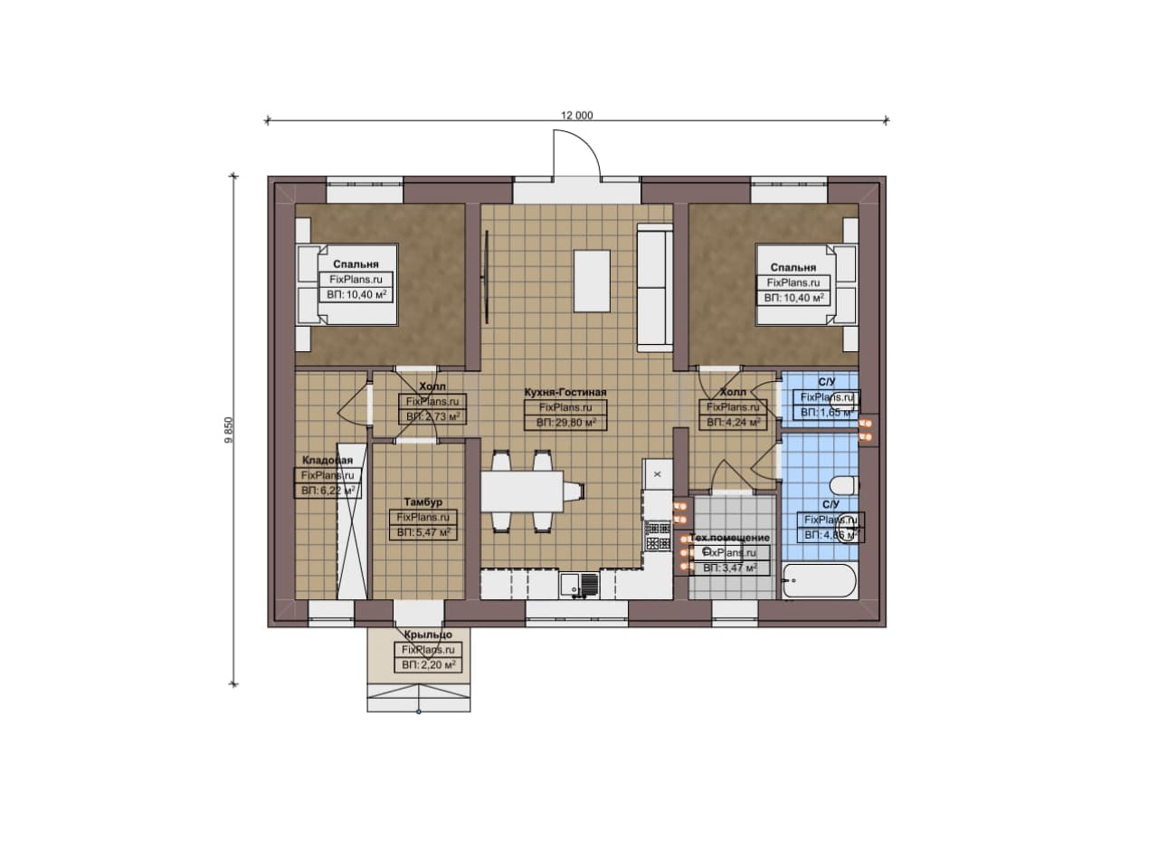 Планировка Одноэтажный дом F-18107