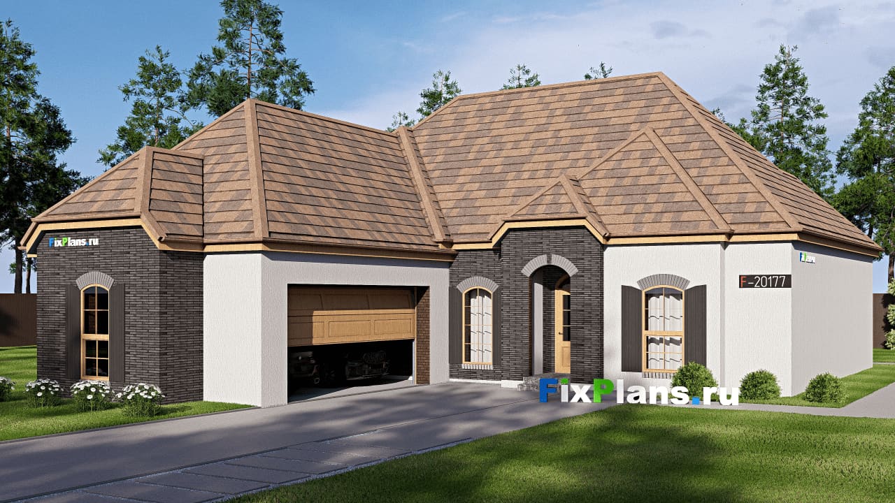 Одноэтажный дом F-20177 — фасад