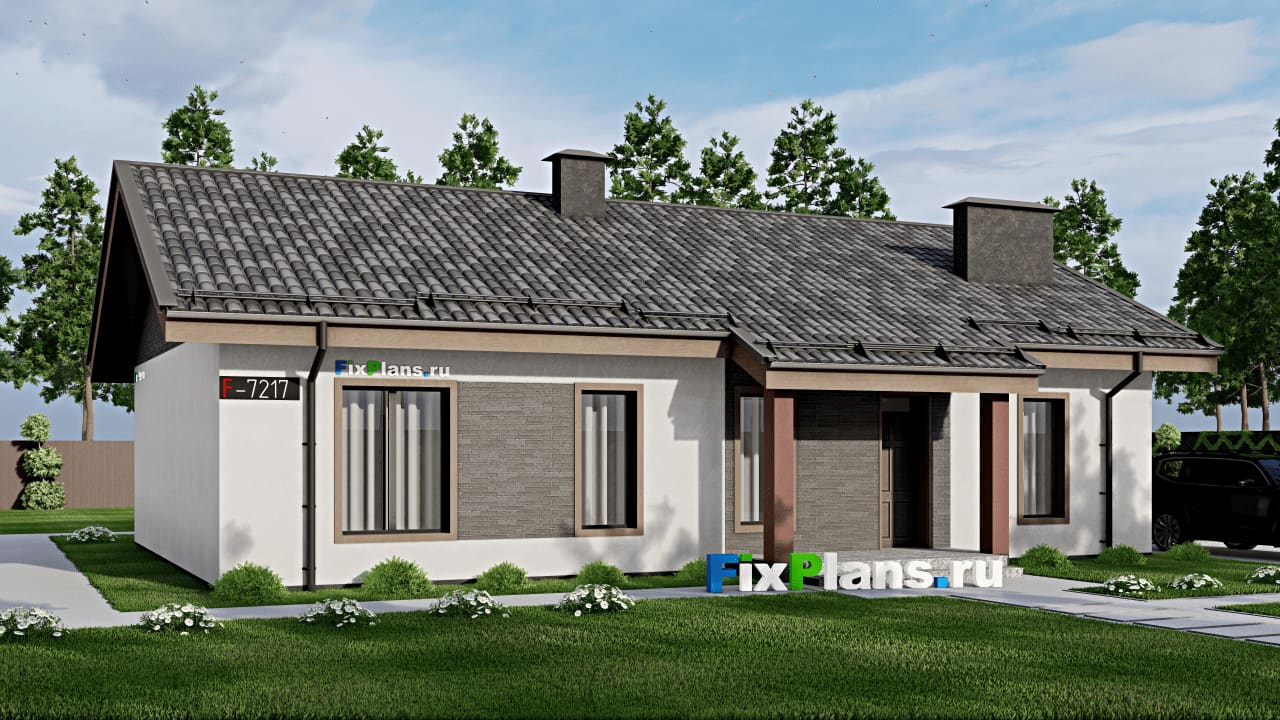Одноэтажный дом F-7217 — фасад